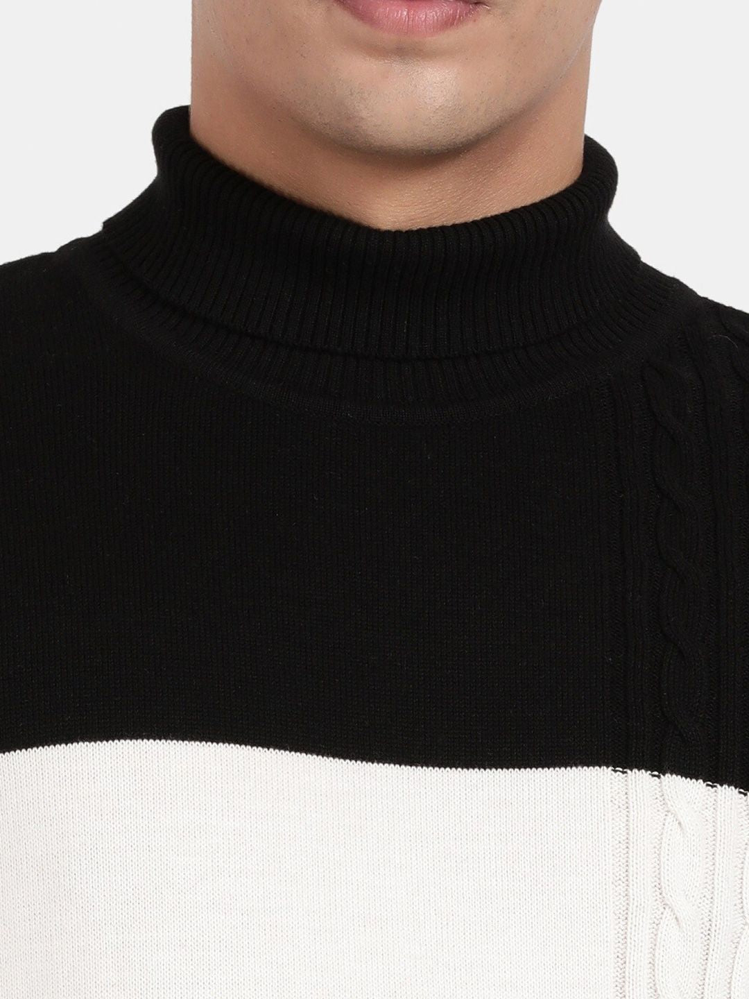 Buy Turtle Neck Color Block Full Sleeve Pullover for Men Online