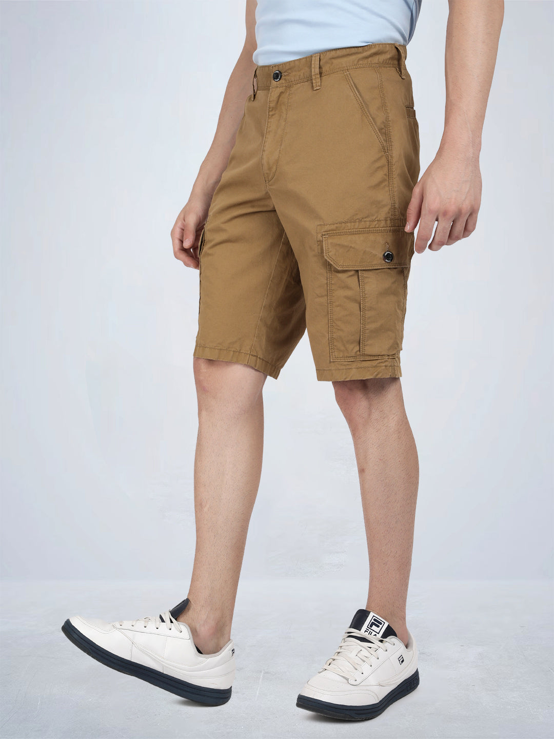 T-base Men's Casual Cargo Shorts | Mid-Rise | Regular Fit |WHISKEY