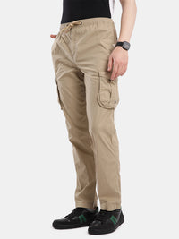 T-Base Men’s Oxward Tan Cargo Trouser | Mid-Rise Casual Utility Pants with 6 Pockets