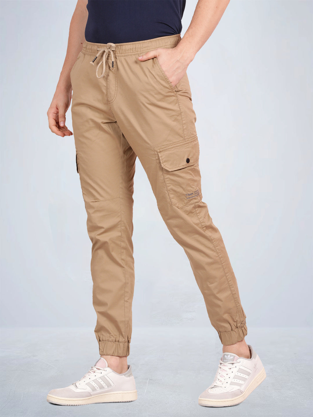 Solid Khaki Cargo Joggers