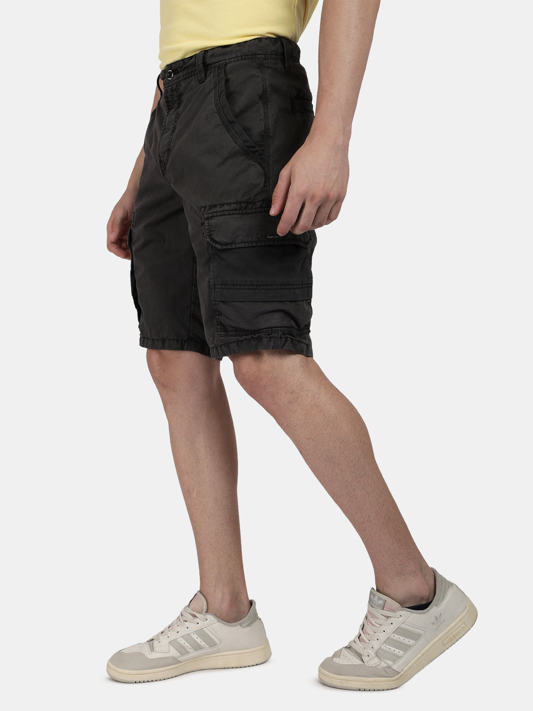 T-base Men's Casual Cargo Shorts | Mid-Rise | Regular Fit |Dark Grey