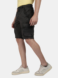 T-base Men's Casual Cargo Shorts | Mid-Rise | Regular Fit |Dark Grey
