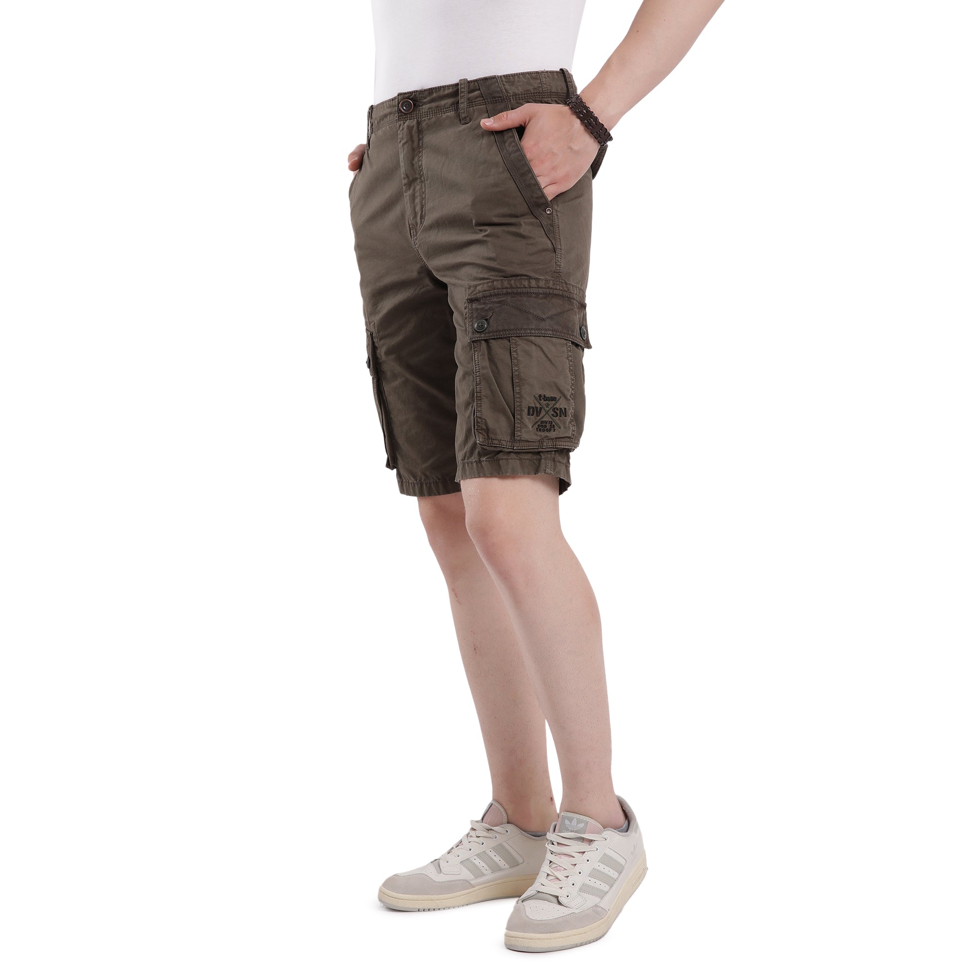 T-base Men's Casual Cargo Shorts | Mid-Rise | Regular Fit |Olive Night