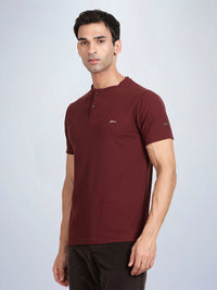 Half Sleeve Wine Henley T-Shirt