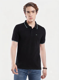 T-Base Men's Solid Polo T-Shirt |  Regular Fit | Half Sleeve | Polo Collar |Jet Black