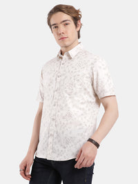 T-Base Men Regular Fit Cotton Casual Shirt | Short Sleeve|Light Natural