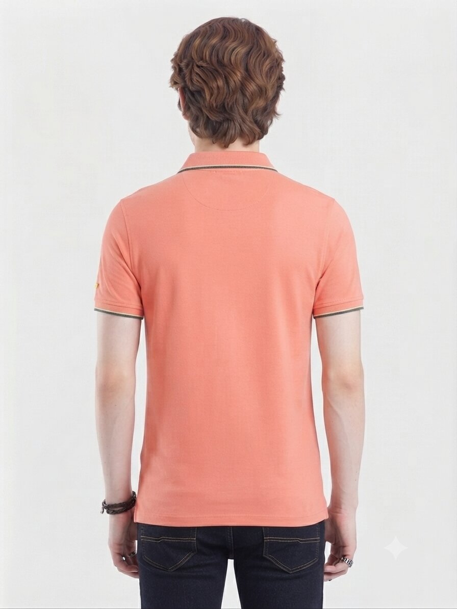 T-Base Men's Solid Polo T-Shirt |  Regular Fit | Half Sleeve | Polo Collar |CORAL