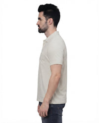 T-Base Men's Solid Polo T-Shirt |  Regular Fit | Half Sleeve | Polo Collar|IVORY