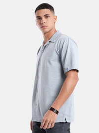 T-Base Men Regular Fit Cotton Casual Shirt | Short Sleeve|Blue Stone