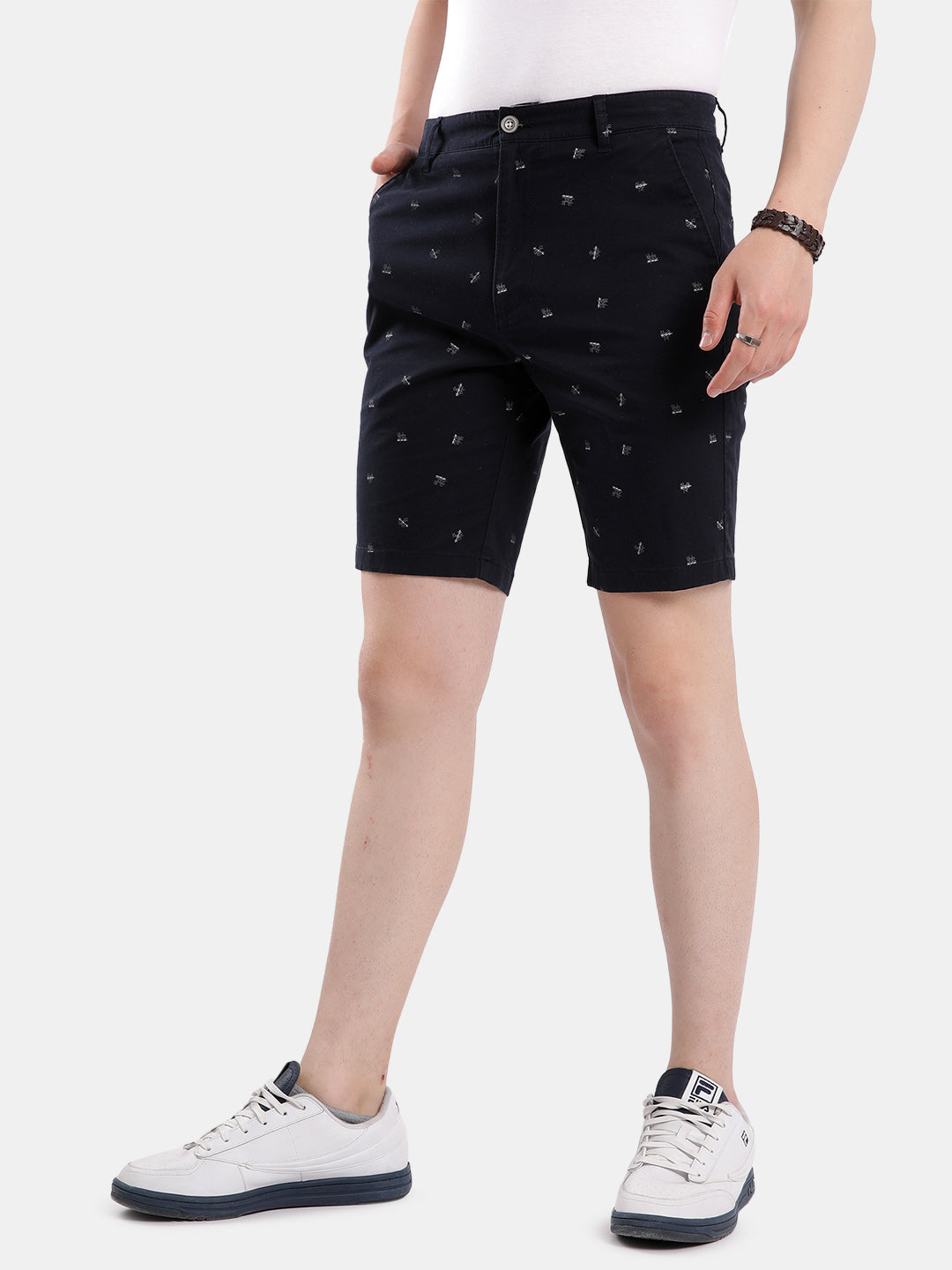 Tbase Men’s Dark Navy Printed Casual Shorts