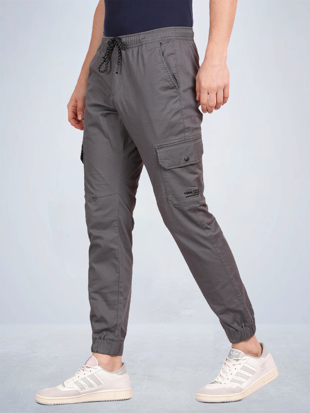 Solid Castle Rock Grey Cargo Joggers - Main Image