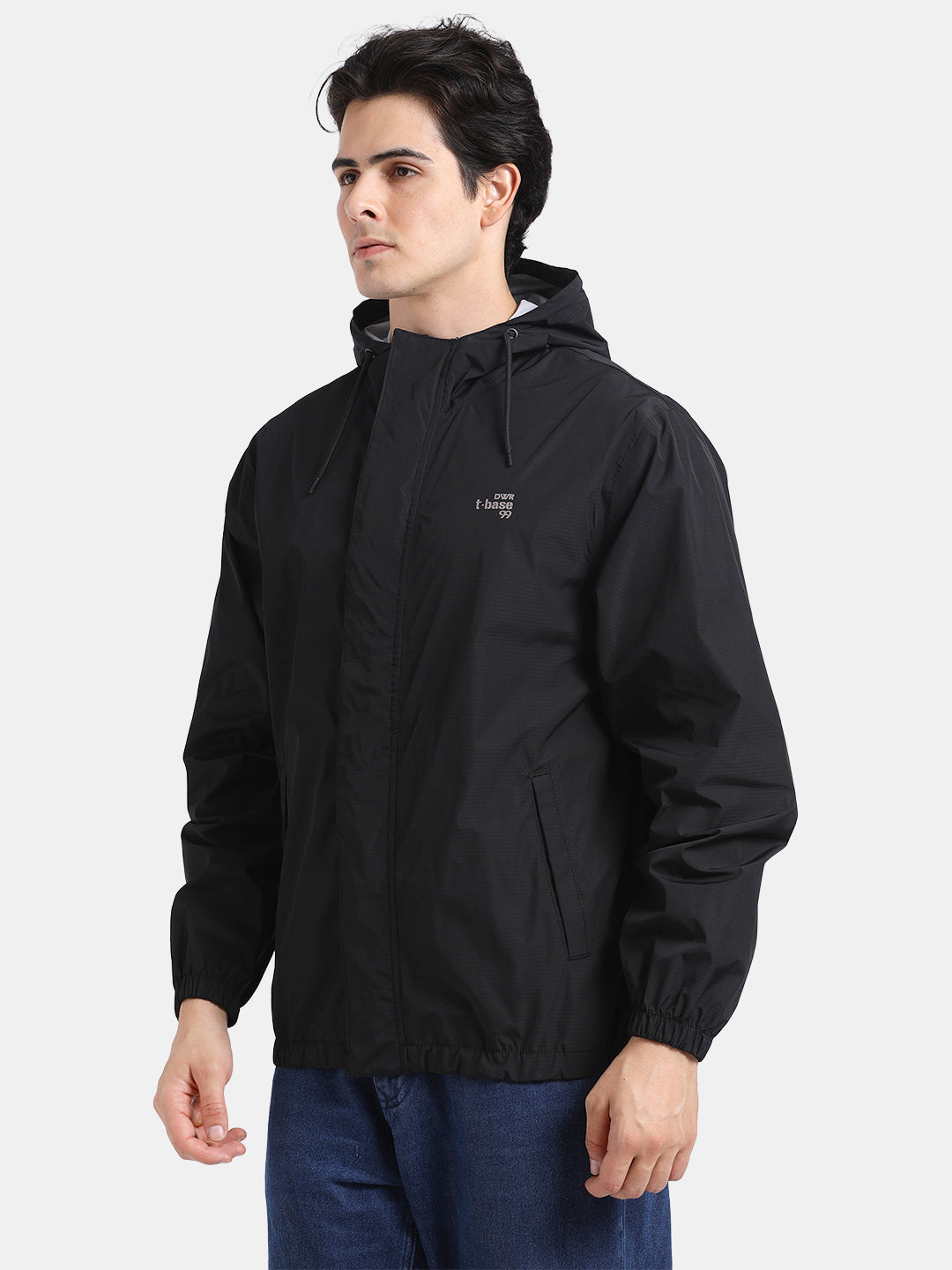 TBASE Men’s BLACK Waterproof Rain Jacket with Hood