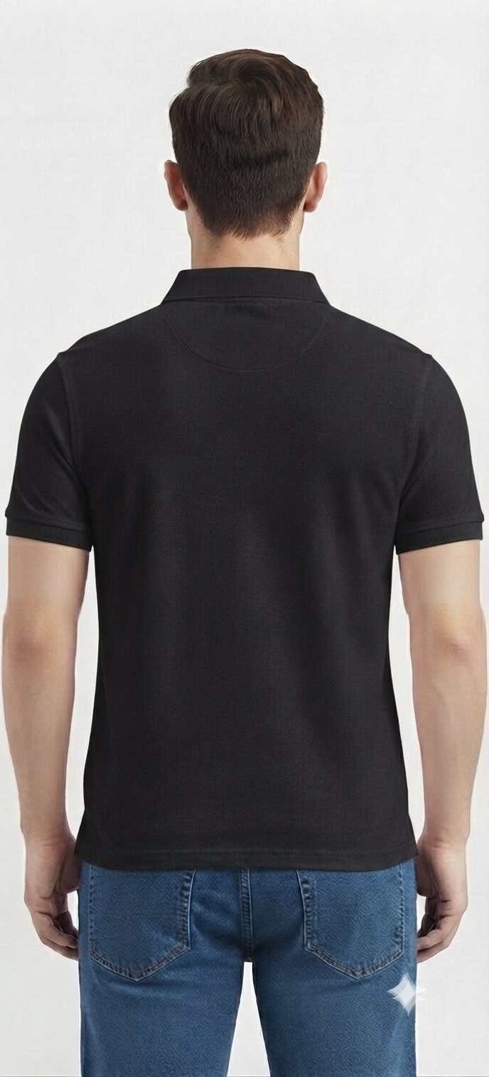 T-Base Men's Solid Polo T-Shirt |  Regular Fit | Half Sleeve | Polo Collar|Jet Black