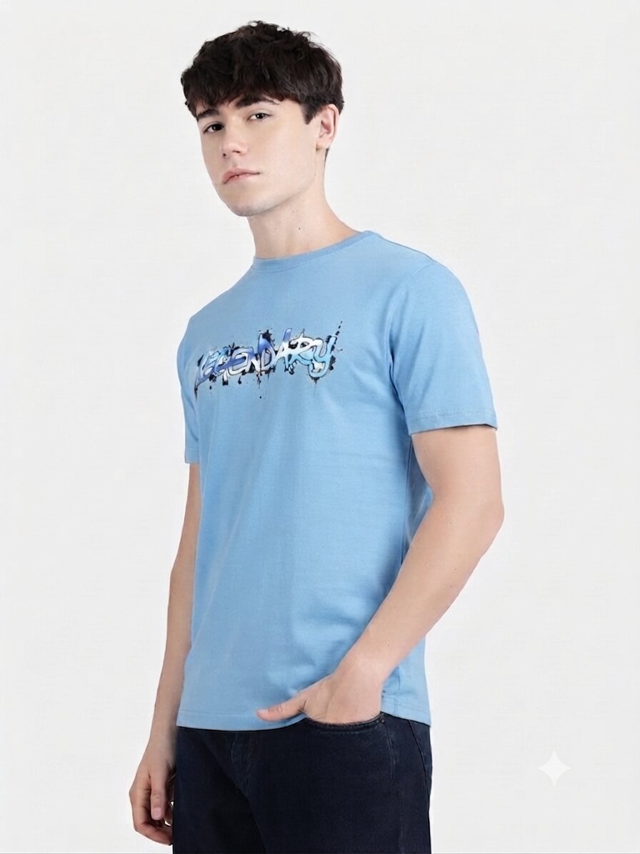 T-Base Men's Solid Polo T-Shirt |  Regular Fit | Half Sleeve |Round Neck |Sky Blue