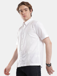 T-Base Men Regular Fit Cotton Casual Shirt | Short Sleeve|White