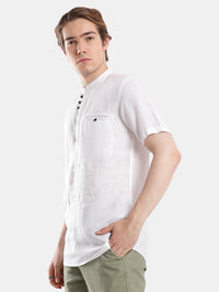 T-Base Men Regular Fit Cotton Casual Shirt | Short Sleeve|WHITE