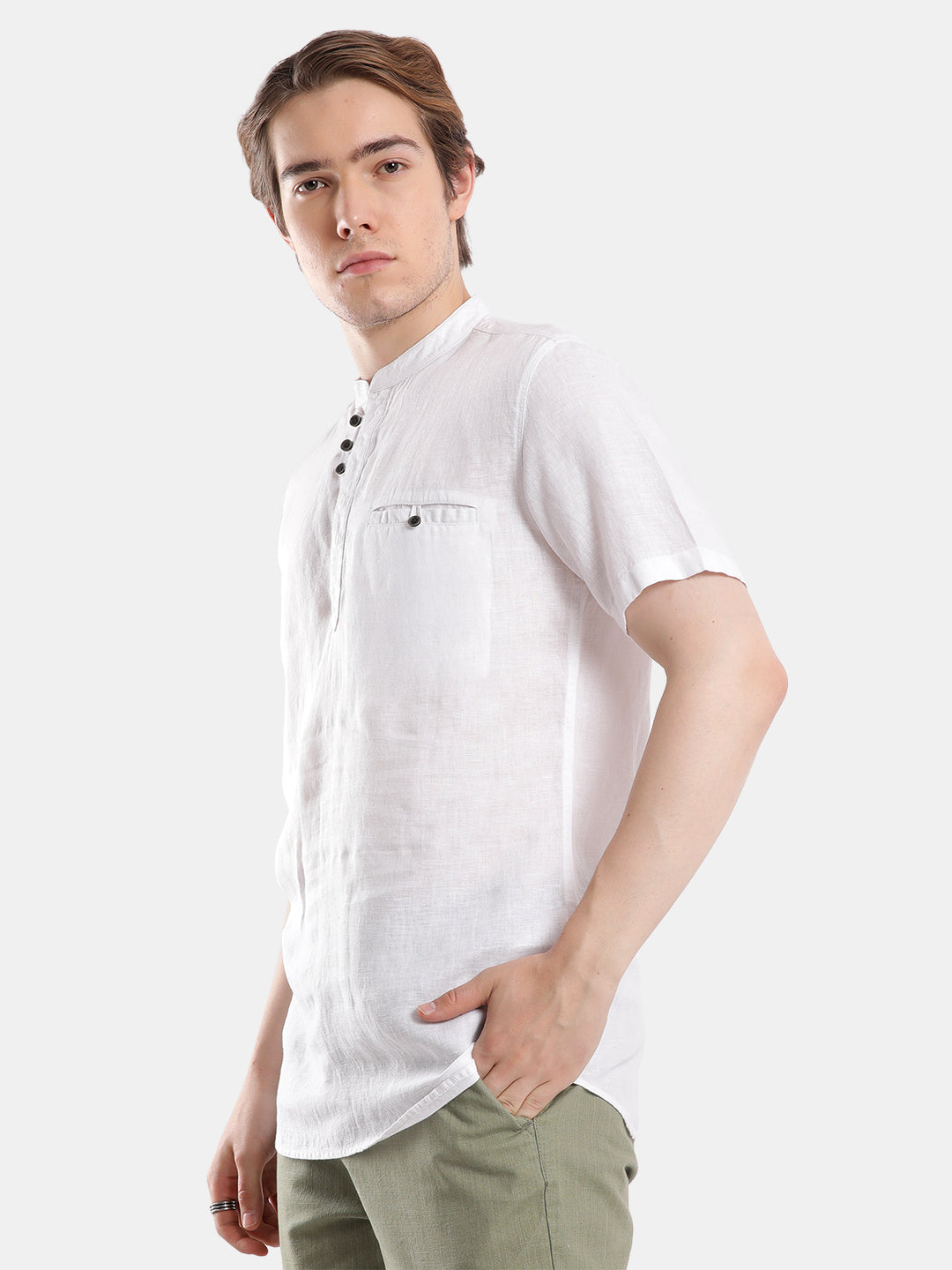 T-Base Men Regular Fit Cotton Casual Shirt | Short Sleeve|WHITE