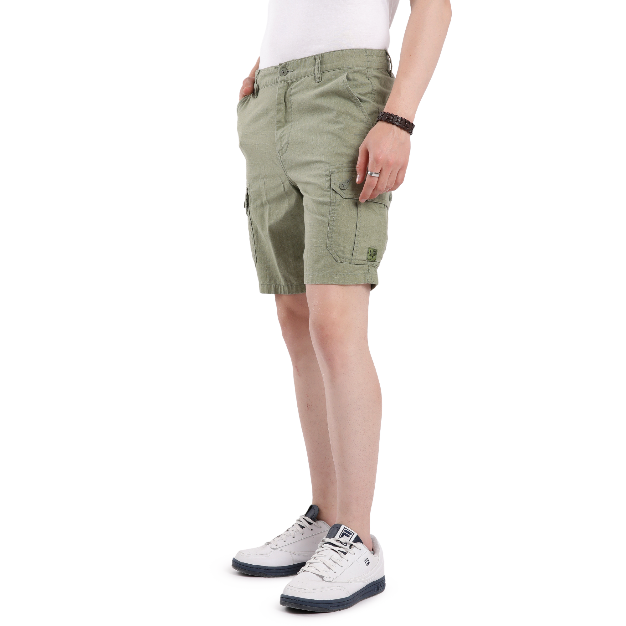 T-base Men's Casual Cargo Shorts | Mid-Rise | Regular Fit |Avacado