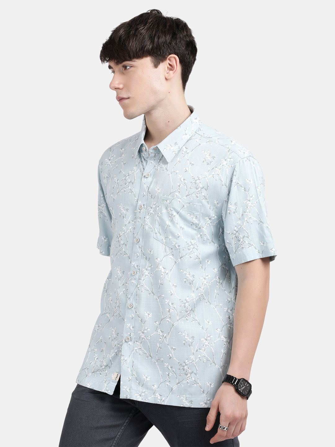 T-Base Men Regular Fit Cotton Casual Shirt | Short Sleeve|Mint Green