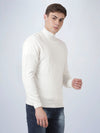 High Neck Off White Full Sleeve Pullover