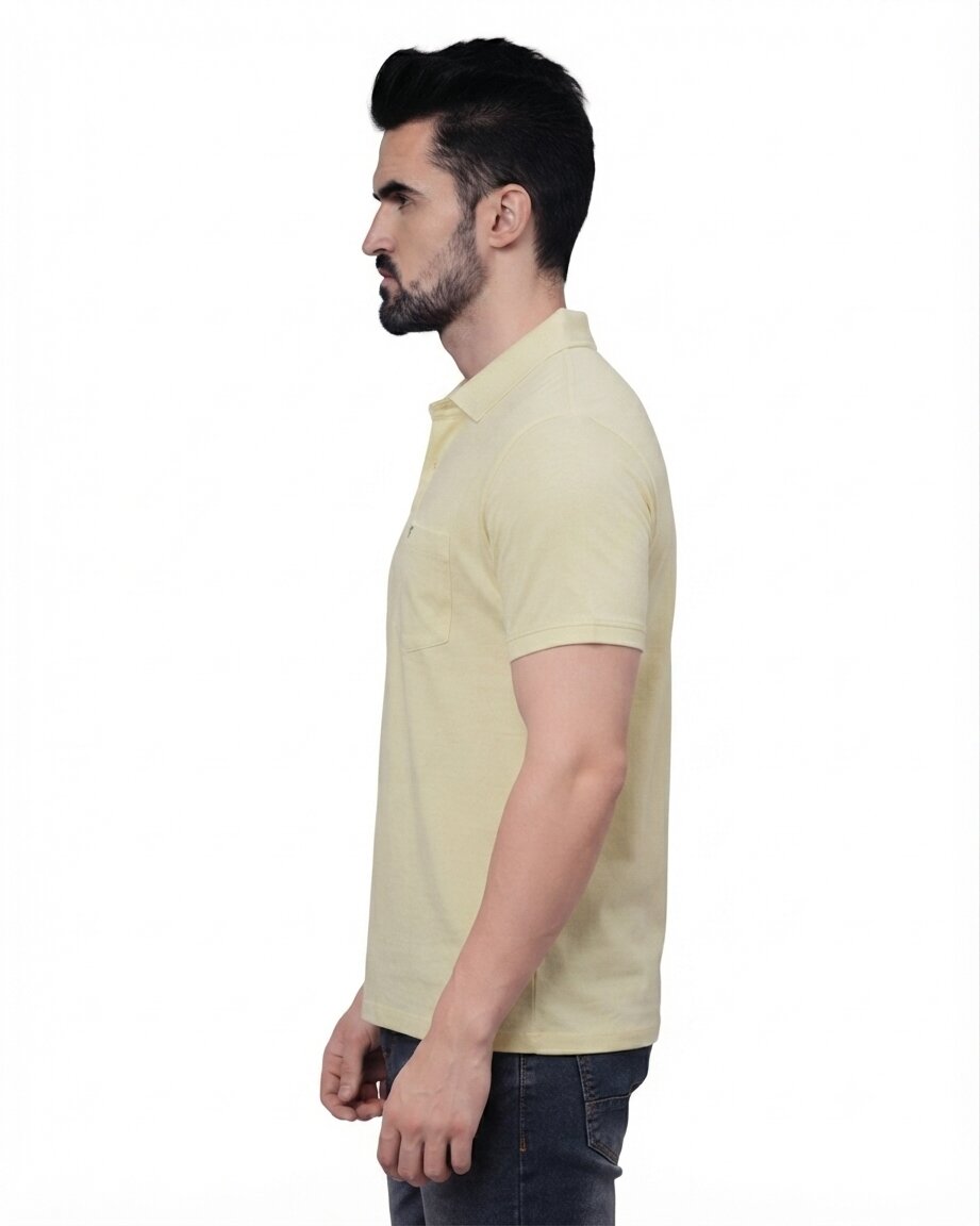 T-Base Men's Solid Polo T-Shirt |  Regular Fit | Half Sleeve | Polo Collar|DAFFODIL