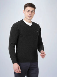 V Neck Lambswool Black Full Sleeve Pullover