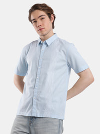 T-Base Men Regular Fit Cotton Casual Shirt | Short Sleeve|SKY BLUE