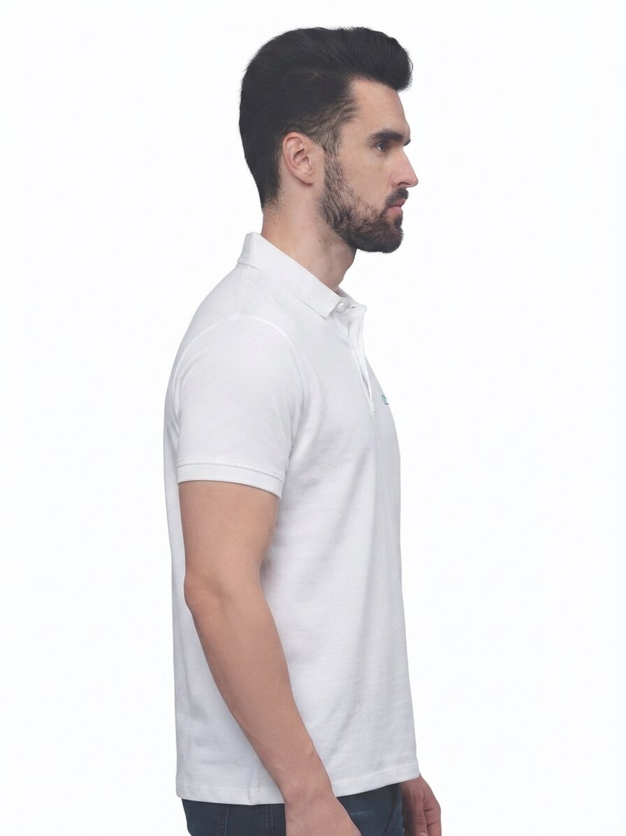 T-Base Men's Solid Polo T-Shirt |  Regular Fit | Half Sleeve | Polo Collar |BROKEN WHITE