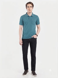 T-Base Men's Solid Polo T-Shirt |  Regular Fit | Half Sleeve | Polo Collar |BLUE-SHAPPHIRE
