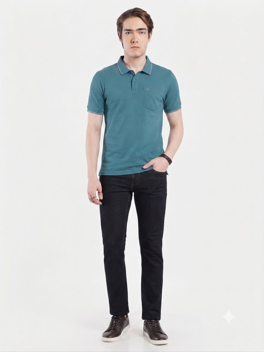 T-Base Men's Solid Polo T-Shirt |  Regular Fit | Half Sleeve | Polo Collar |BLUE-SHAPPHIRE