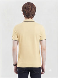 T-Base Men's Solid Polo T-Shirt |  Regular Fit | Half Sleeve | Polo Collar |Pale yellow