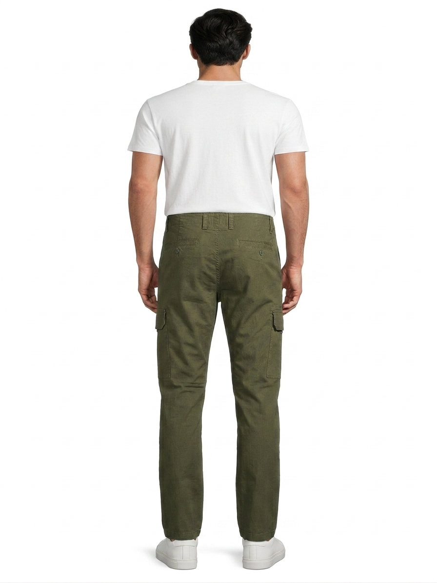 T-Base Men’s Ivy Olive Cargo Trouser | Mid-Rise Casual Utility Pants