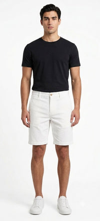 Tbase Men's Solid Regular Fit Cotton Shorts–White