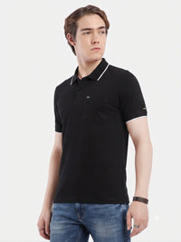 T-Base Men's Solid Polo T-Shirt |  Regular Fit | Half Sleeve | Polo Collar |Jet Black