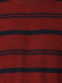 T-Base Men Red & Navy Blue Striped Cotton Pullover