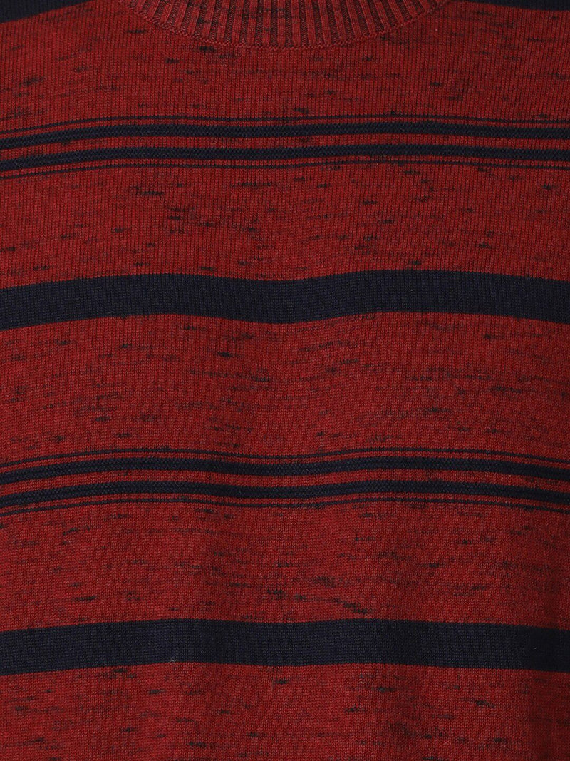 T-Base Men Red & Navy Blue Striped Cotton Pullover