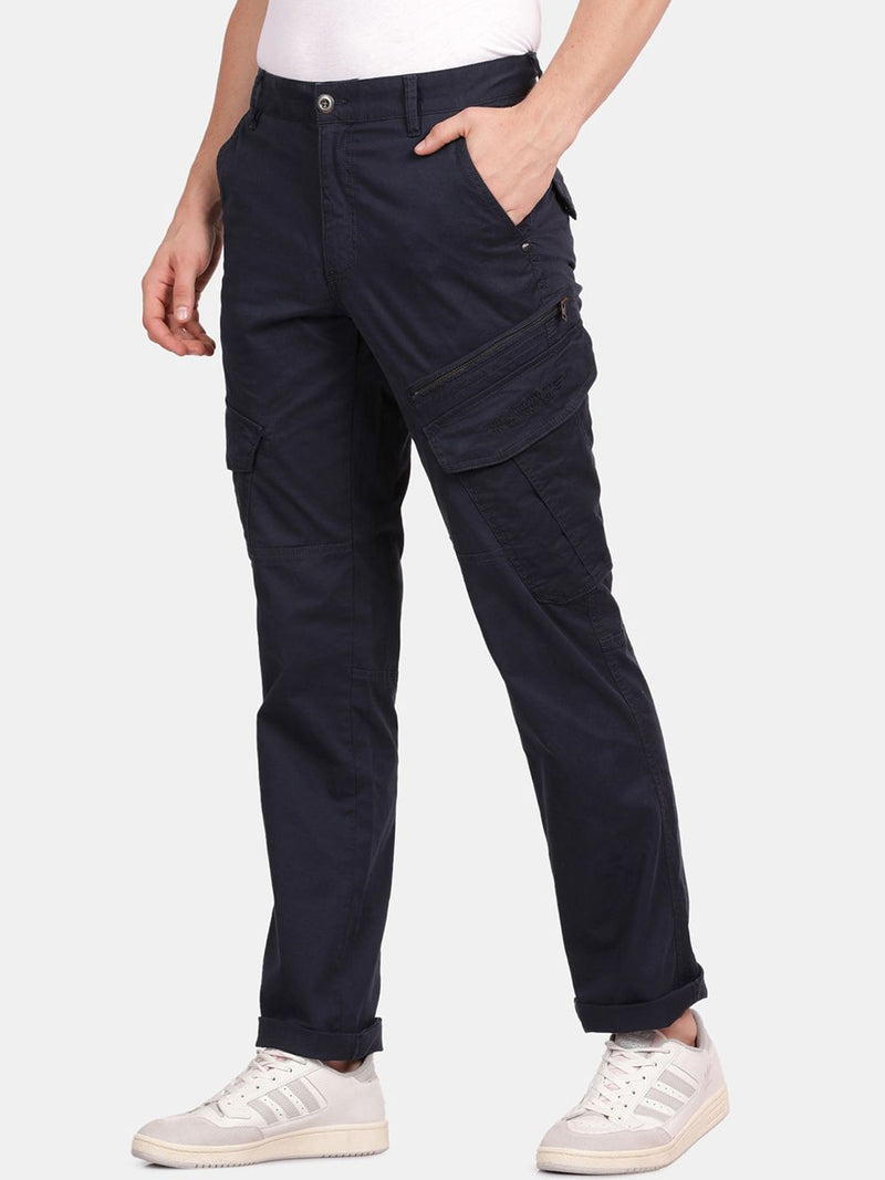 T-Base Men Regular Fit Mid-Rise Cargos Trousers