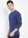 T-Base Men Blue Solid Round-Neck Pullover Sweater