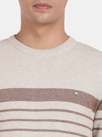T-Base Horizontal Striped Pullover Cotton Sweatshirt