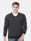 T-Base Men'S Navy Blue & White V-Neck Sweater
