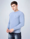 V Neck Lambswool Deep Sky Full Sleeve Pullover