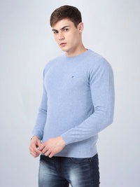 V Neck Lambswool Deep Sky Full Sleeve Pullover