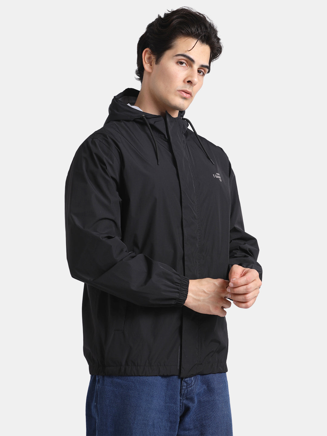 TBASE Men’s BLACK Waterproof Rain Jacket with Hood