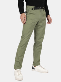 T-Base Men’s Sage Olive Cargo Trouser | Mid-Rise Casual Utility Pants with 4 Pockets