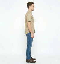 T-Base Men Regular Fit Cotton Casual Shirt | Short Sleeve|BEIGE