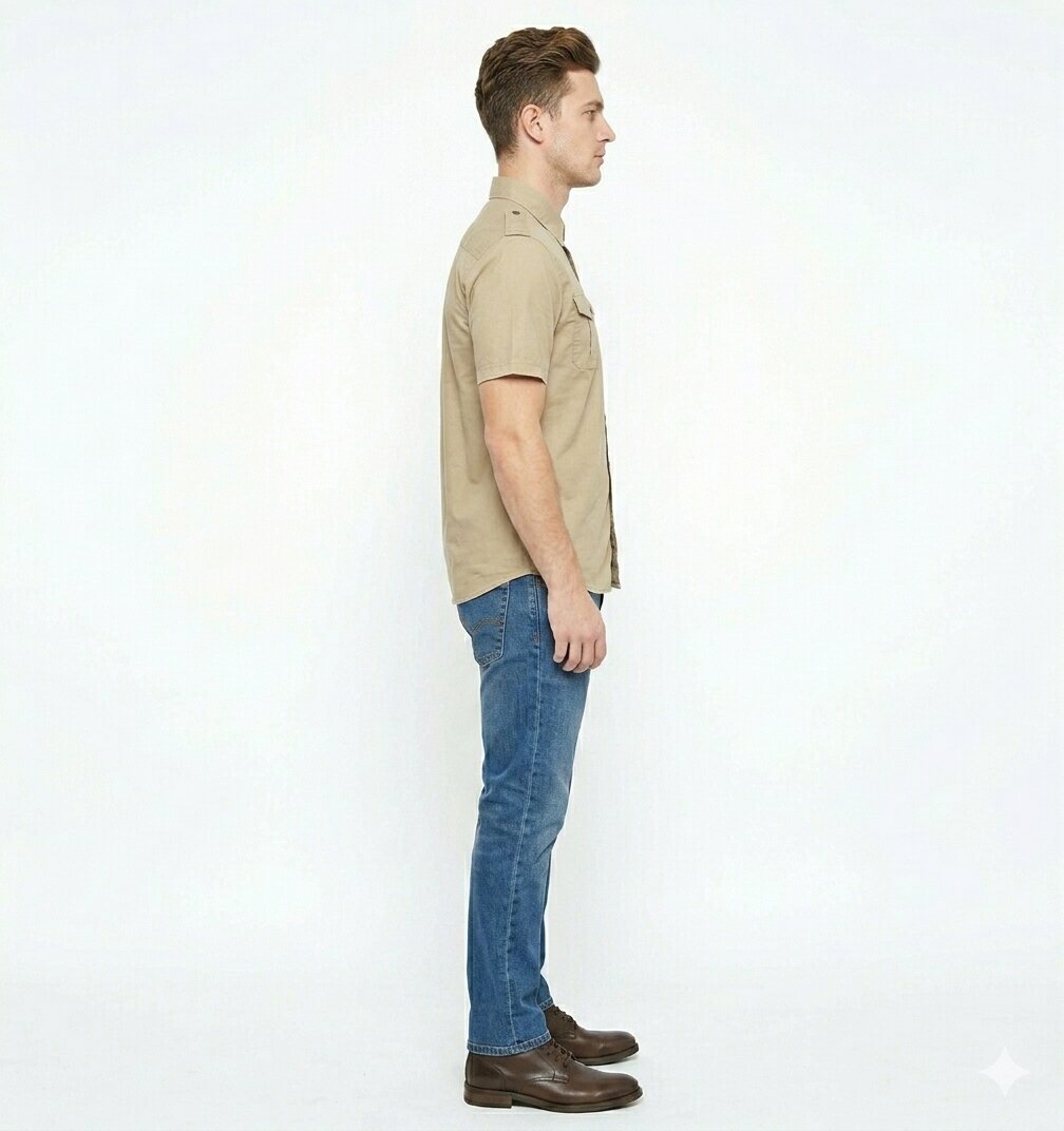 T-Base Men Regular Fit Cotton Casual Shirt | Short Sleeve|BEIGE