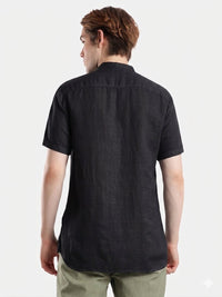 T-Base Men Regular Fit Cotton Casual Shirt | Short Sleeve|Black