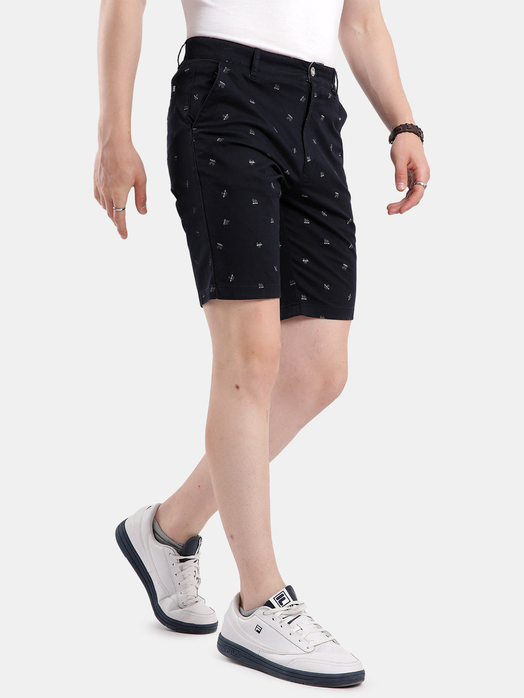 Tbase Men’s Dark Navy Printed Casual Shorts