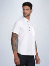 Half Sleeve White Cotton Kurta Linen Shirt