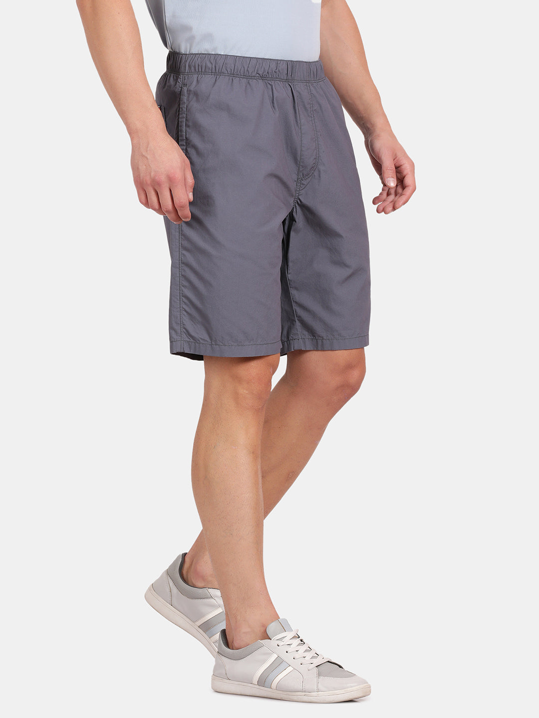 Tbase Men's Solid Regular Fit Cotton Shorts–Stone blue